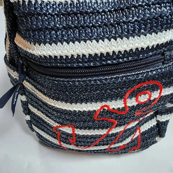 Vera Bradley Straw Mini Backpack Anchors Aweigh Nautical Beach Bag - Picture 6 of 11